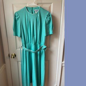 Vintage Leslie Fay Turquoise Tea Dress